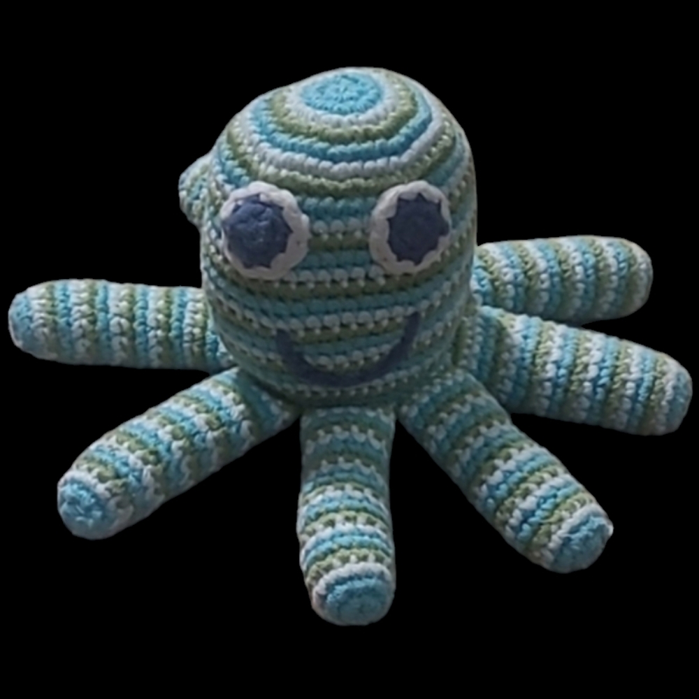 BABY HANDMADE PEBBLE OCTOPUS RATTLE - Picture 2 of 10